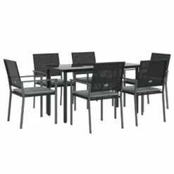 VIDAXL Ensemble à Manger De Jardin 7 Pcs Coussins Résine Tressée Acier -vidaXL Magasin 64999d9f528890.52123775