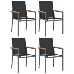 VIDAXL Ensemble à Manger De Jardin 5 Pcs Noir Textilène Et Acier -vidaXL Magasin 64999dceda1e88.48683724