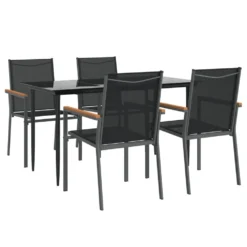 VIDAXL Ensemble à Manger De Jardin 5 Pcs Noir Textilène Et Acier -vidaXL Magasin 64999dcee7b018.71623366