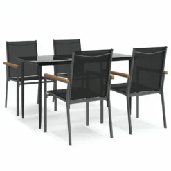 VIDAXL Ensemble à Manger De Jardin 5 Pcs Noir Textilène Et Acier -vidaXL Magasin 64999dcef37ef8.08567066