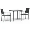 VIDAXL Ensemble à Manger De Jardin 3 Pcs Résine Tressée Acier