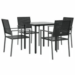 VIDAXL Ensemble à Manger De Jardin 5 Pcs Résine Tressée Acier -vidaXL Magasin 6499a100d9eac1.99231021