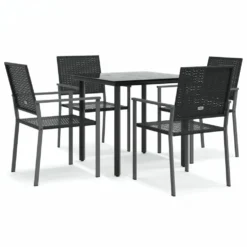 VIDAXL Ensemble à Manger De Jardin 5 Pcs Résine Tressée Acier -vidaXL Magasin 6499a100ea9f42.31317793