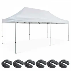 Tente Pliante 3x6m Et 6 Poids De Lestage Blanc