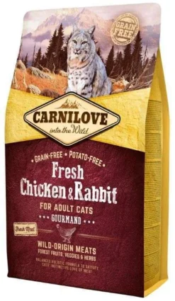 Carnilove Croquettes Chat Adulte Sans Céréales Au Poulet Et Au Lapin - 2kg