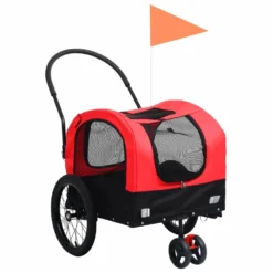 VIDAXL Remorque De Vélo De Chiens Et Poussette 2-en-1 Rouge Et Noir
