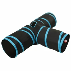 VIDAXL Tunnel Pour Chats à 3 Voies Noir Et Bleu 90 Cm Polyester