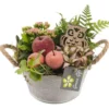 Compo Pot Zinc : 7 Plantes Vertes Et Fleuries. D18x H20cm