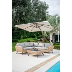 Canapé D’angle 5 Places RIVIERA En Polyrotin Miel/gris - 89x145x75 Cm -vidaXL Magasin 954115 2107179