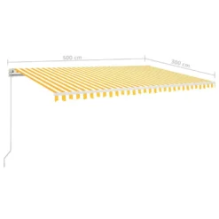 VIDAXL Auvent Manuel Rétractable 500x300 Cm Jaune Et Blanc -vidaXL Magasin 9c33d3a49ab94b3e
