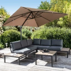 Parasol Déporté Carré 3 X 3m En Aluminium Taupe -vidaXL Magasin afbb2da2978b04e5