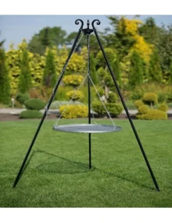 Barbecue Sur Trépied Et Grille En Acier Noir Sablé